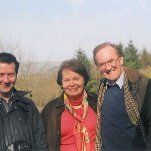 Alex Kidson, Yvonne Romney Dixon and DAC in Martin Orrom's garden c.2002.
